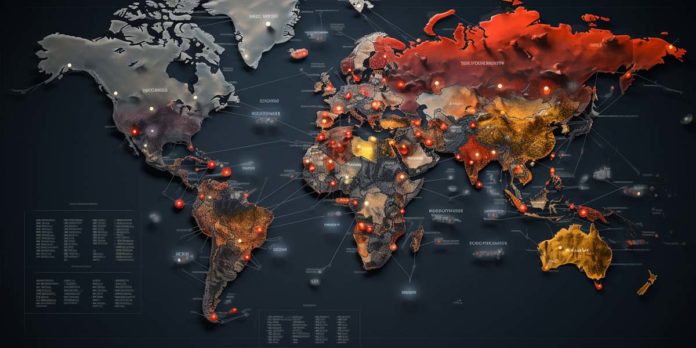 World map showing conflicts around the world