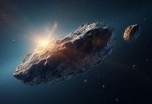 Artist's rendition of densely-packed asteroid 33 Polyhymnia possibly containing new elements.